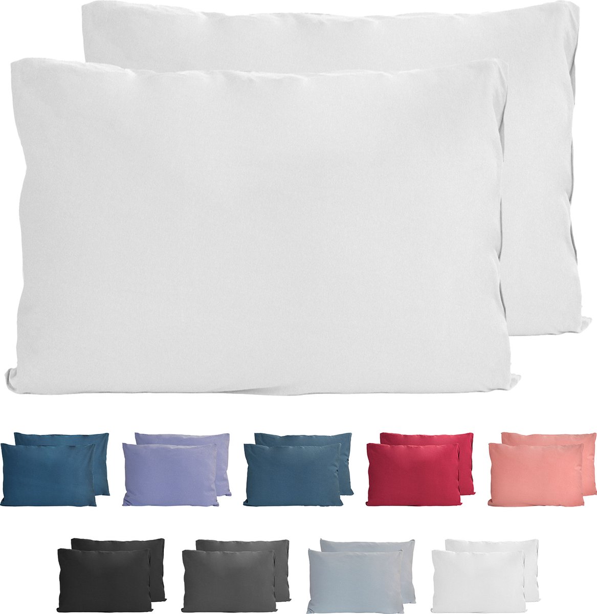 Set Di 2 Federe Komfortec 50x70 Cm In Microfibra Spazzolata - Chiusura Lampo, Morbidissime, Colore Blu, Lavabile A 40°