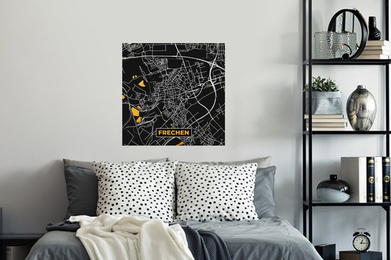 Stickers muraux - Or - Allemagne - Carte - Or - Plan de la ville - Carte - Frechen - 80x80 cm - Feuille adhésive