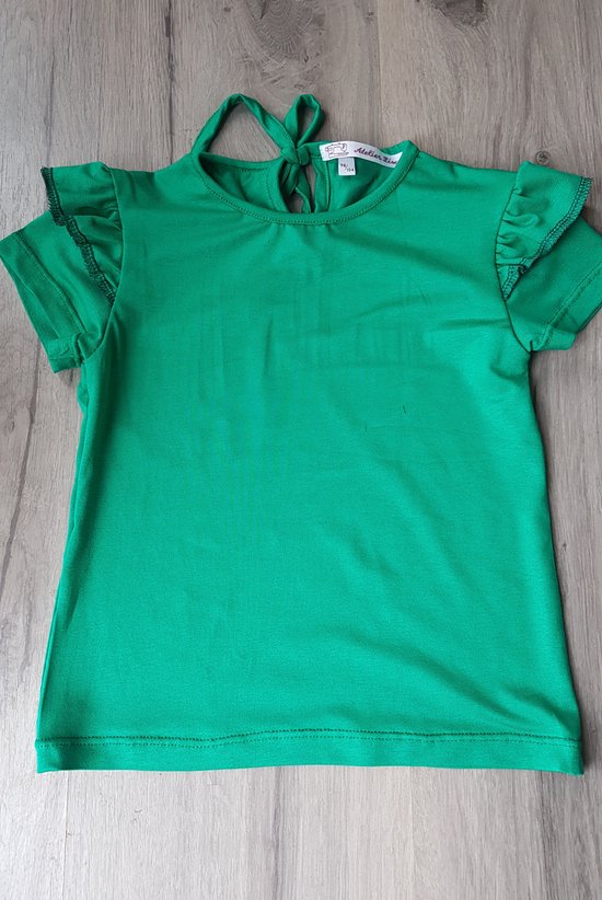 T-shirt ruches - meisjes - groen - maat 104