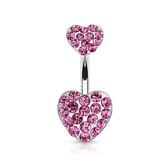Piercings pour nombril double coeur rose © LMPiercings
