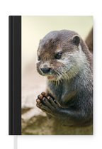 Notitieboek - Schrijfboek - Een otter met zijn poten bij elkaar - Notitieboekje klein - A5 formaat - Schrijfblok