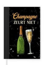 Notitieboek - Schrijfboek - Champagne - Fles - Vintage - Notitieboekje klein - A5 formaat - Schrijfblok - Cadeau voor vrouw - Cadeau voor man