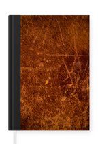 Notitieboek - Schrijfboek - Leer - Lederlook - Bruin - Oranje - Notitieboekje klein - A5 formaat - Schrijfblok
