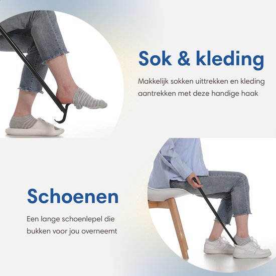 Safe Age® Schoenlepel lang - 3 lengtes - Incl. aankleedstok en sokkenhulp - 3-in-1 functie - Safe Age