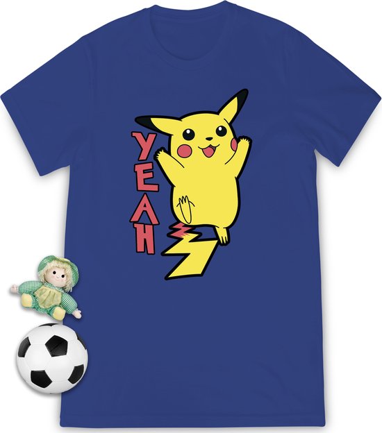 T Shirt Jongens - T Shirt Meisjes - Pokemon - Donker Blauw - Maat 152