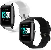 kwmobile 2x armband geschikt voor Willful Fitnesstracker / Smartwatch - Bandjes voor fitnesstracker in zwart / wit