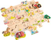 New Classic Toys Grote Houten Legpuzzel Boerderijdieren 16 puzzelstukjes