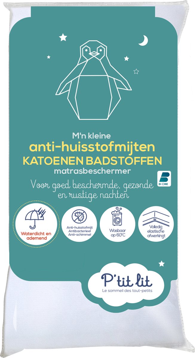 Baby Anti-Huisstofmijt Matrasbeschermer 60x120 cm - Toplaag 100% Katoen - Anti-allergisch - Absorberend - OekoTex®