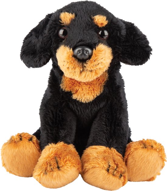 Pluche knuffel dieren Zwarte Tekkel hond 13 cm - Speelgoed knuffelbeesten - Honden soorten