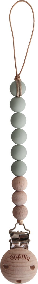 Mushie Speenkoord EVA - Sage / Hout (look) - 100% siliconen kralen Mushie Speenkoord EVA - Sage / Hout (look) - 100% siliconen kralen