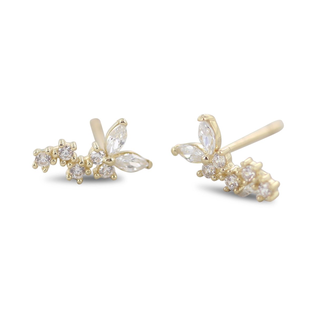 New Bling 9NBSAM-G210559 Gouden Oorknopjes - Dames - Fantasie - Zirkonia - 8,8 x 4,9 mm - 14 Karaat - Goud