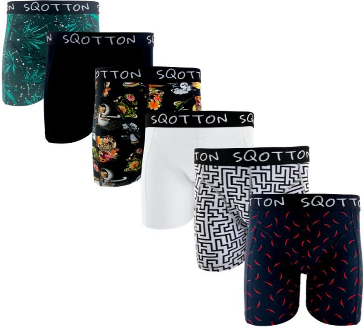 Heren boxershorts - SQOTTON® - 6 stuks - Chill Maat XXL