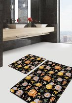 Badmat antislip 2 stuk set - 60x100 & 50x60 - Wc mat - Toiletmat - Pompoen - Deurmat - De Groen Home