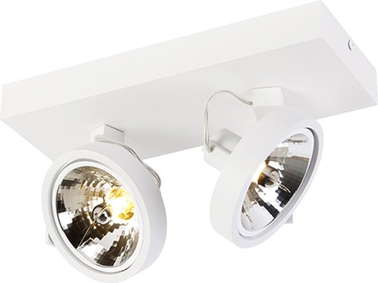 QAZQA go - Moderne Plafondspot | Spotje | Opbouwspot - 2 lichts - L 30 cm - Wit - Woonkamer | Slaapkamer | Keuken