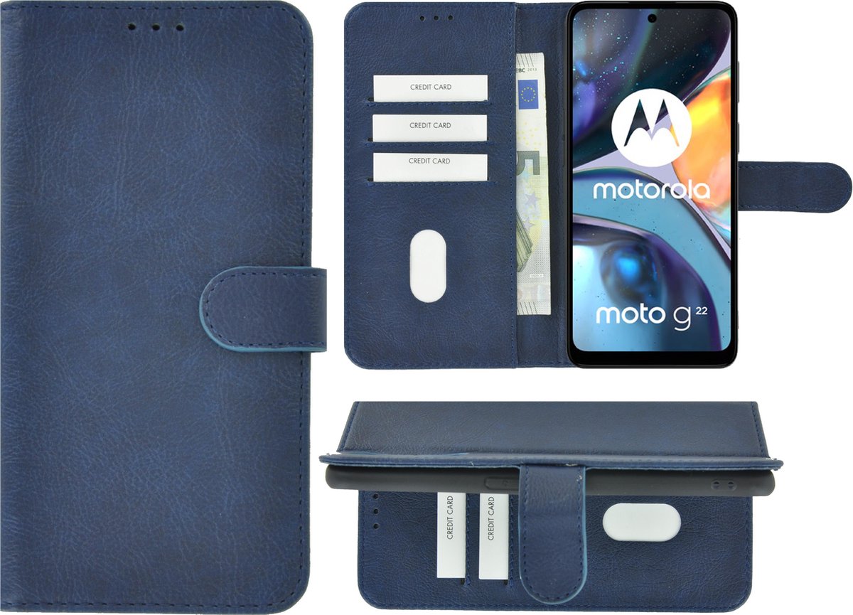 MoDo hoesje Geschikt voor Motorola Moto G22 - Kunstleer Book Case - Blauw