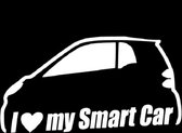 I love my smart sticker voor op de auto - Auto stickers - Auto accessoires - Stickers volwassenen - 28 x 14 cm - Wit - 214