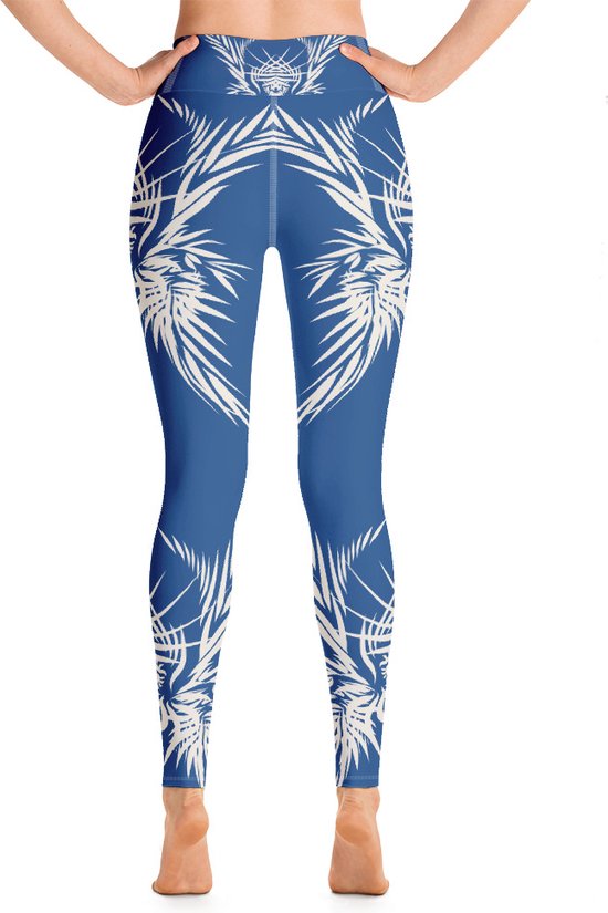 Sportlegging - design Tiger Power Up - High Waist - Dry Fit - High Performance - 4way stretch- unieke print - UPF 50+ - Hardloop - Yoga - Fitness - Dans - Pilates - Training - sportbroek - klassiekblauw wit - maat S — afbeelding 3