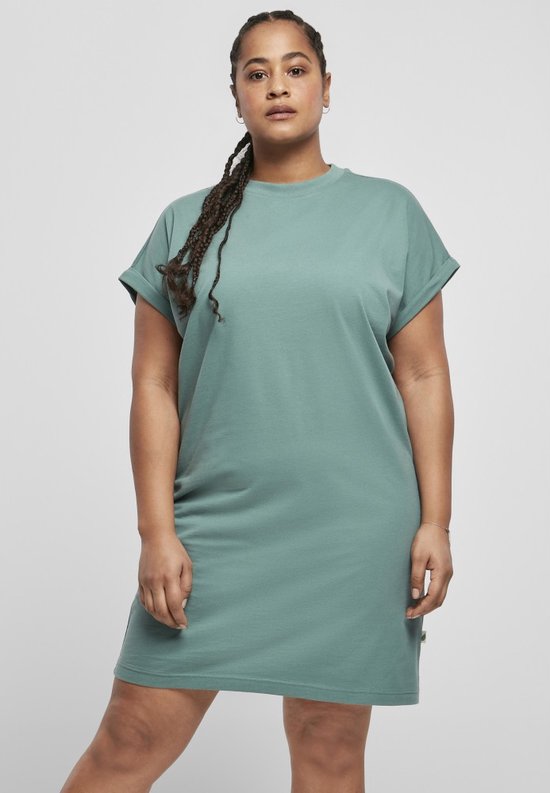 Urban Classics - Organic Cotton Cut On Sleeve Tee Korte jurk - S - Groen