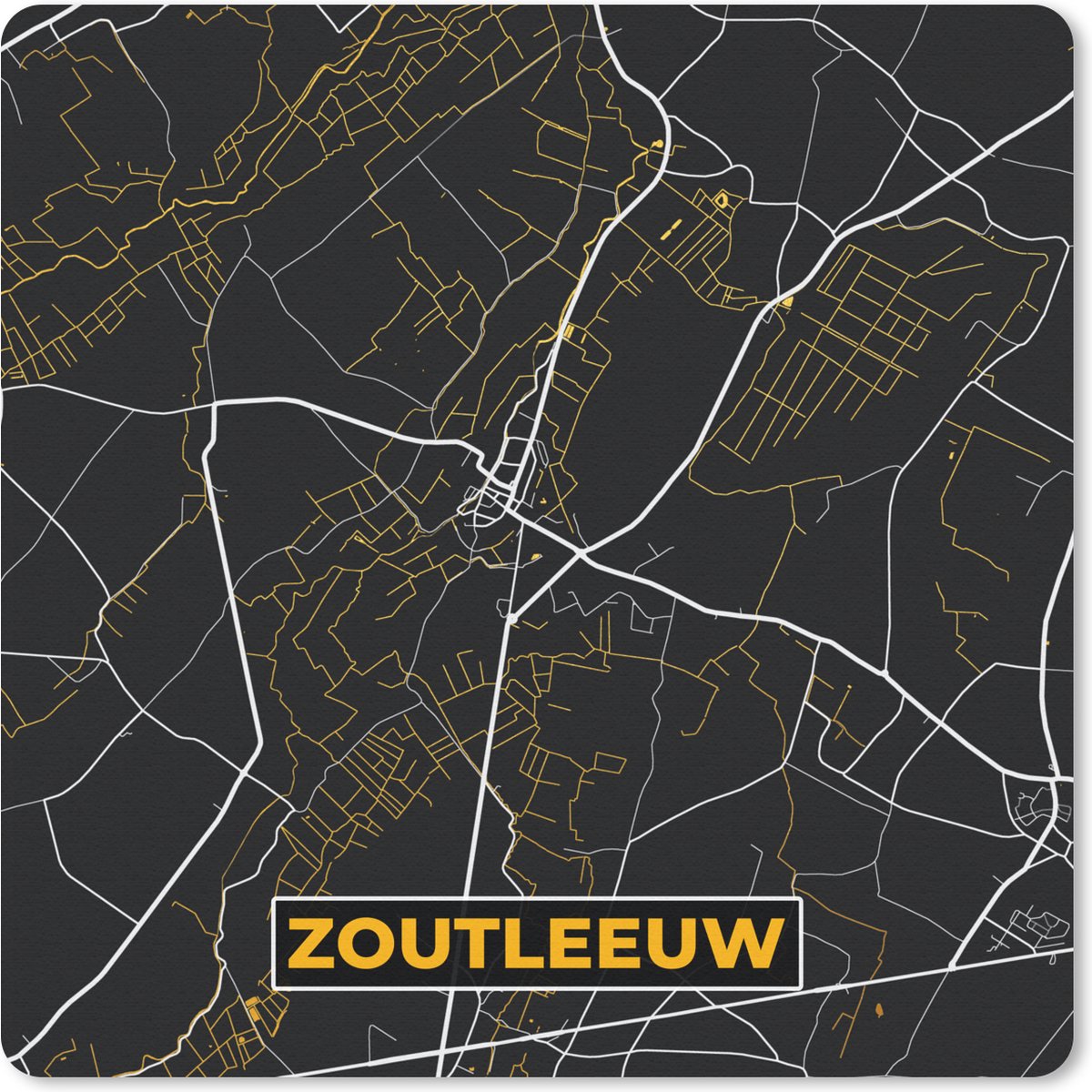 Muismat 20x20 cm - Mousepad Plattegrond - Kaart - Zoutleeuw - Stadskaart - Goud - Muismatten - Stadskaart
