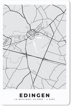 Muismat - Mousepad - Kaart – Plattegrond – Stadskaart – Edingen – België – Zwart Wit - 40x60 cm - Muismatten