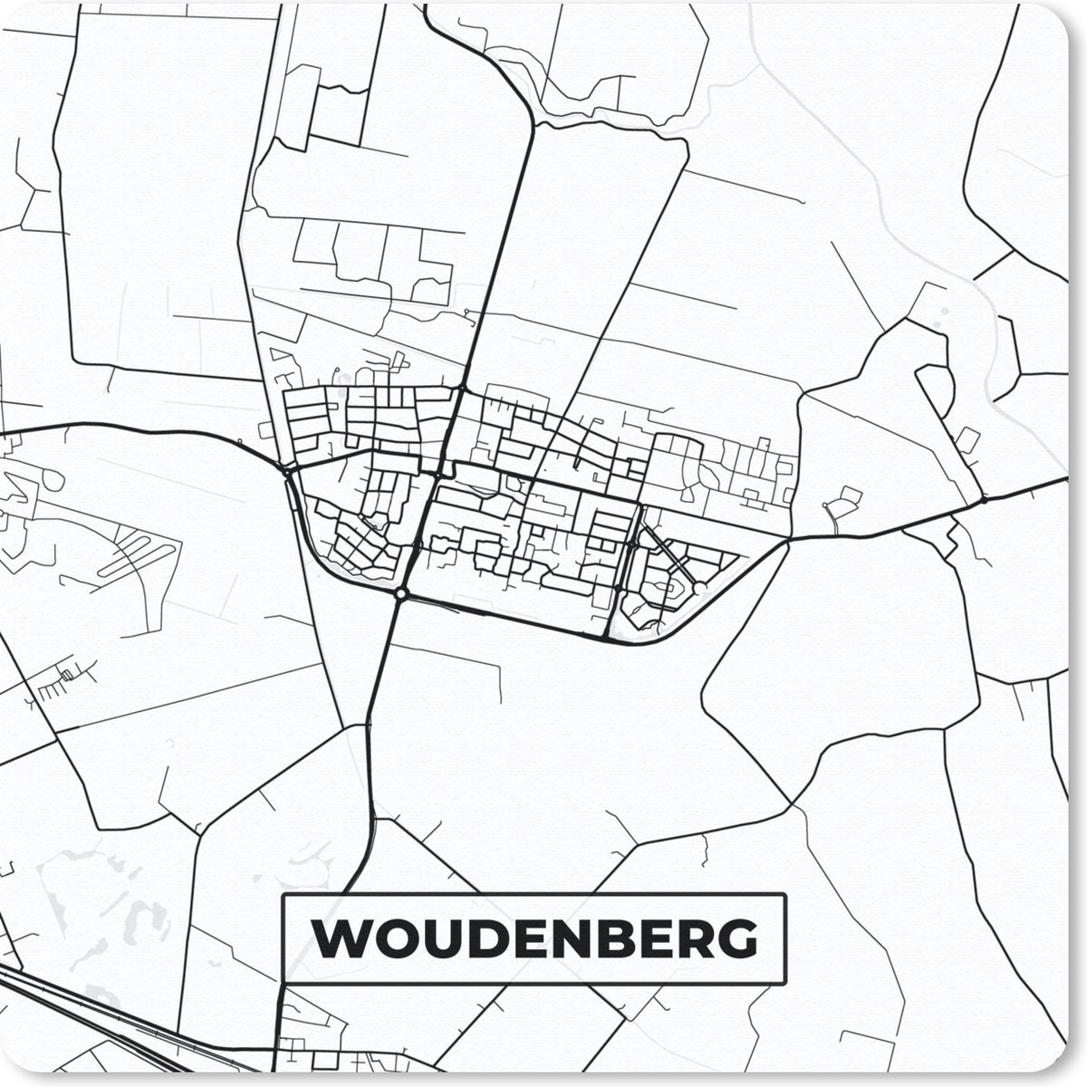 Muismat 20x20 cm - Mousepad Plattegrond - Woudenberg - Kaart - Stadskaart - Muismatten - Stadskaart