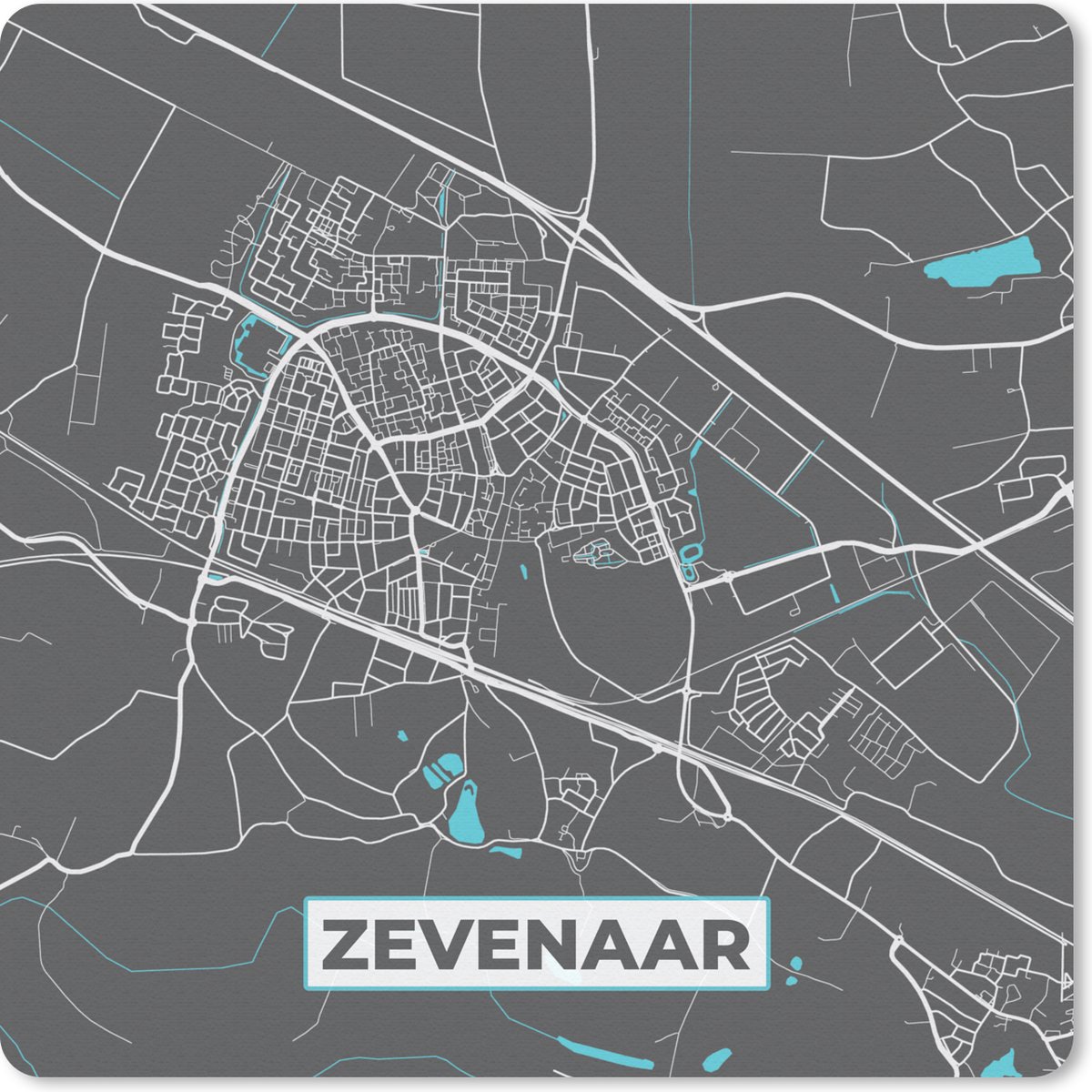 Muismat 30x30 cm - Mousepad Zevenaar - Plattegrond - Stadskaart - Kaart - Muismatten - Stadskaart