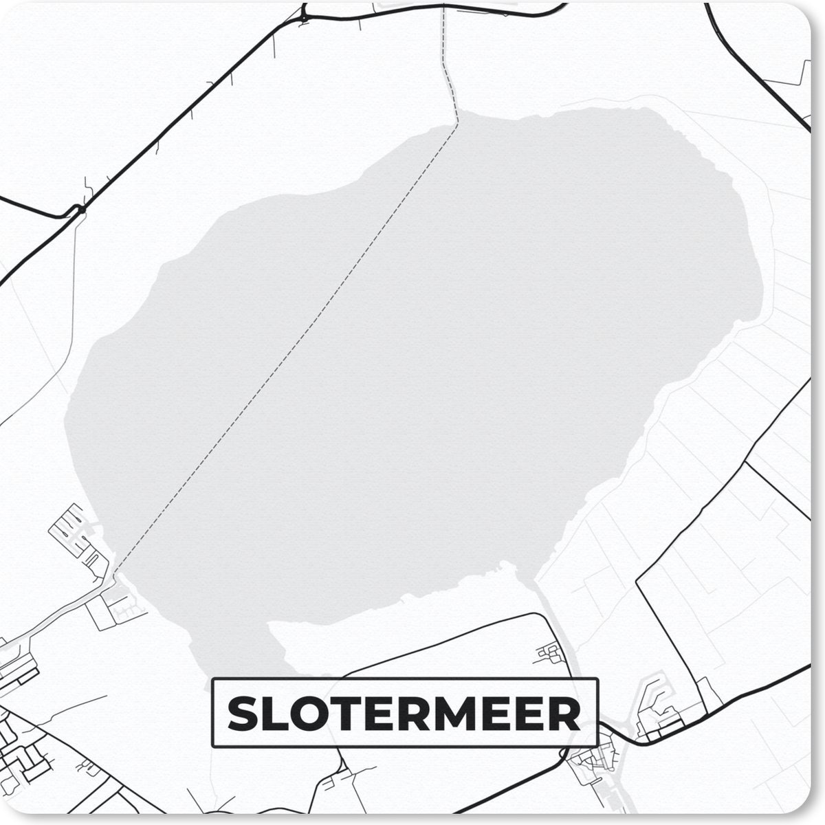 Muismat - Mousepad - Kaart - Plattegrond - Friesland - Stadskaart - Slotermeer - 30x30 cm - Muismatten