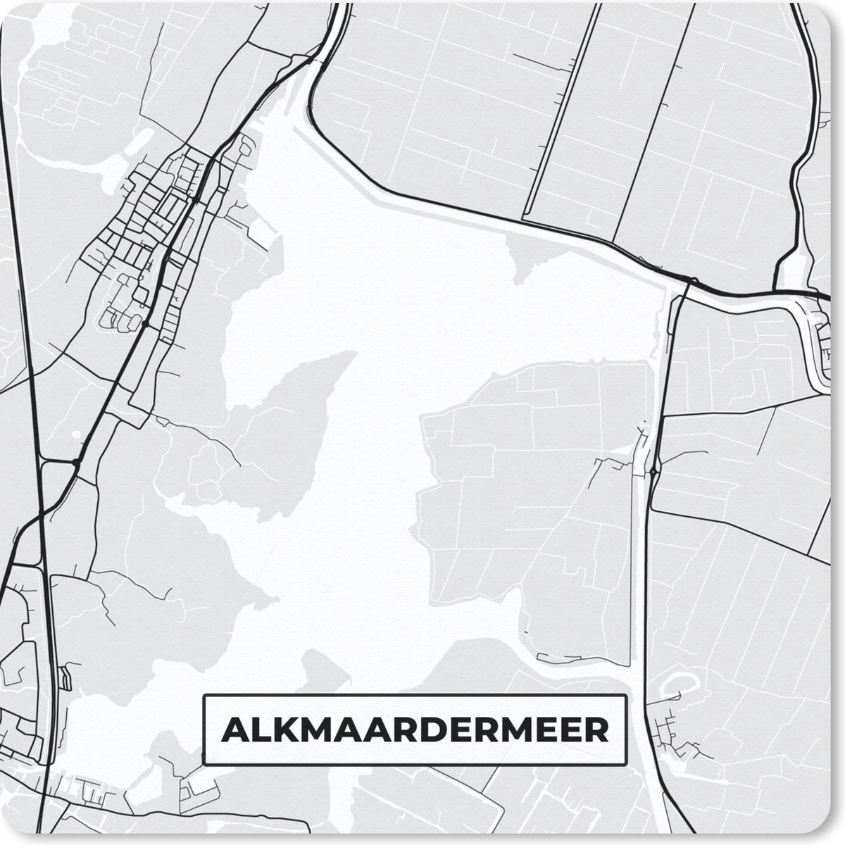 Muismat 20x20 cm - Mousepad Stadskaart - Kaart - Plattegrond - Alkmaardermeer - Nederland - Muismatten - Stadskaart