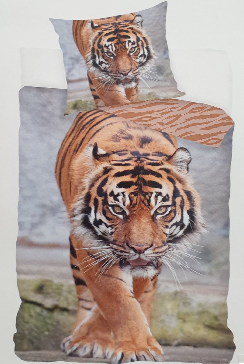 Animal Pictures dekbedovertrek tijger 140 x 200 cm - 70 x 90 cm - Katoen