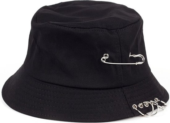 Bucket hat - Ringen - Dames - Heren - Zonnehoedje - Vissershoedje - Vissers Hoed - Zwart