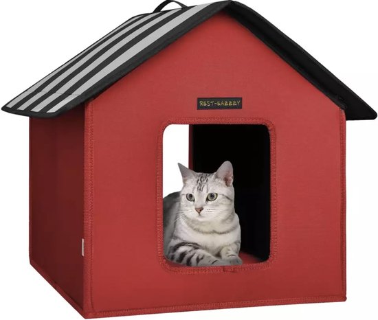 Weekendtas winkelwagen Stapel Easy Life Kattenhuis voor buiten - Rood | bol.com