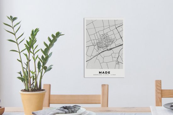 Tableau Peinture sur Toile Carte - Plan de Ville - Réalisé - Plan d'Etage - 20x30 cm - Décoration murale