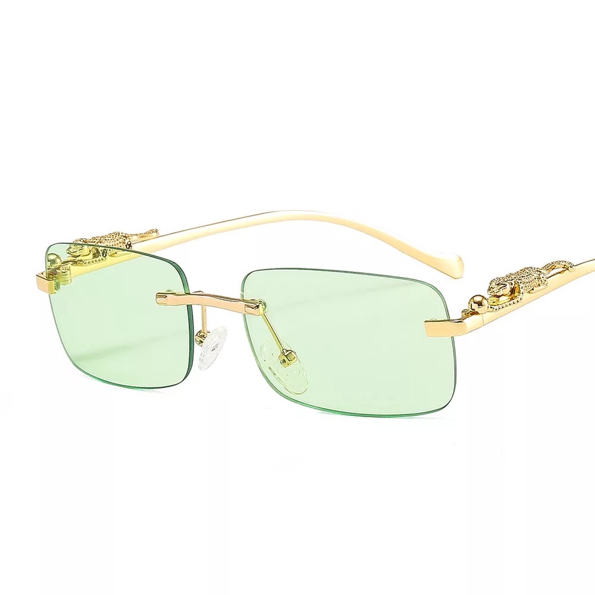 ZeyMem | Unisex Zonnebril | Frameless Deluxe zonne bril tijger |Inc. Brilzak & Doek & schroef | Groen