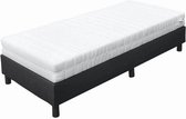 Eenpersoons Boxspring Grijs - Pocketvering box - + Pocketvering Matras Koudschuim 20 cm - HR 45 - Medium ligcomfort - Ultiem slaapcomfort 70x190