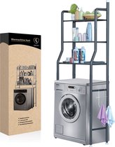 Bol.com GEON - Wasmachine kast - Wasmachine ombouw - kast voor wasmachine - Badkamer rek - 3 schappen - zwart - 160x68x25cm aanbieding