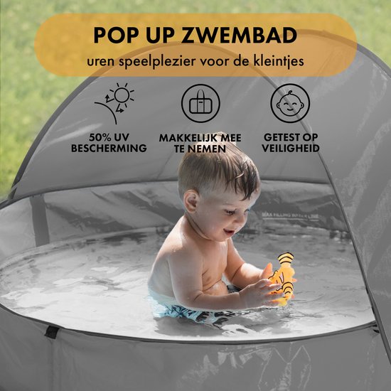 Deryan Pop-Up 3-in-1 Speelruimte zwembadje Anti-UV 50% - Babybadje - Kinderbadje mini frame zwembad 90cm x 90cm - Deryan