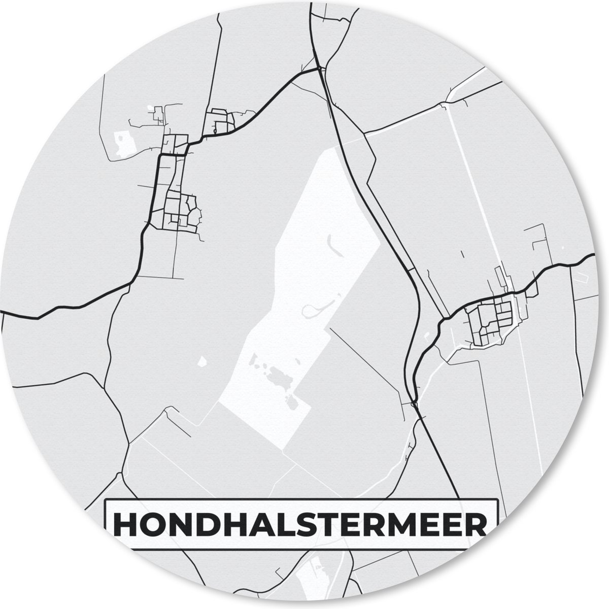 Muismat rond 30x30 cm - Mousepad Nederland - Hondhalstermeer - Kaart - Plattegrond - Stadskaart - Ronde muismatten - Stadskaart