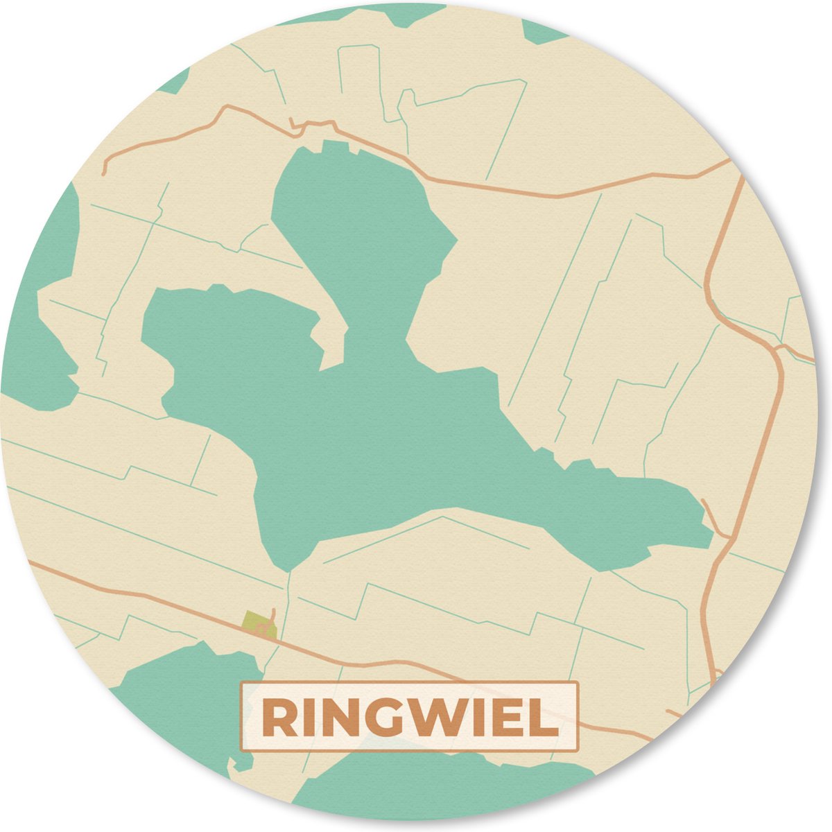 Muismat rond 50x50 cm - Mousepad Ringwiel - Retro - Stadskaart - Kaart - Plattegrond - Ronde muismatten - Stadskaart