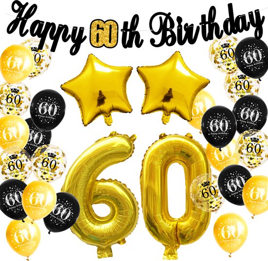 29-Delig Goud / Zwart 60 Jaar Verjaardag Versiering - 60 Jaar Verjaardag - 60  Jaar -... | Bol.Com