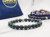 Mei's | Handmade Earth Stones | Polsmaat 16 cm / Mos Agaat / armband dames mannen / handgemaakte sieraad | Edelsteen / 316L Roestvrij Staal / Stainless Steel | Groen