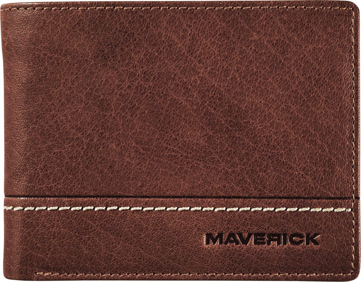 Maverick brown - portemonnee - billfold - volnerf rundsleder - bruin