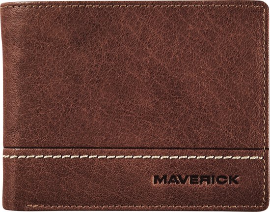 Maverick brown - portemonnee - billfold -  volnerf rundsleder - bruin