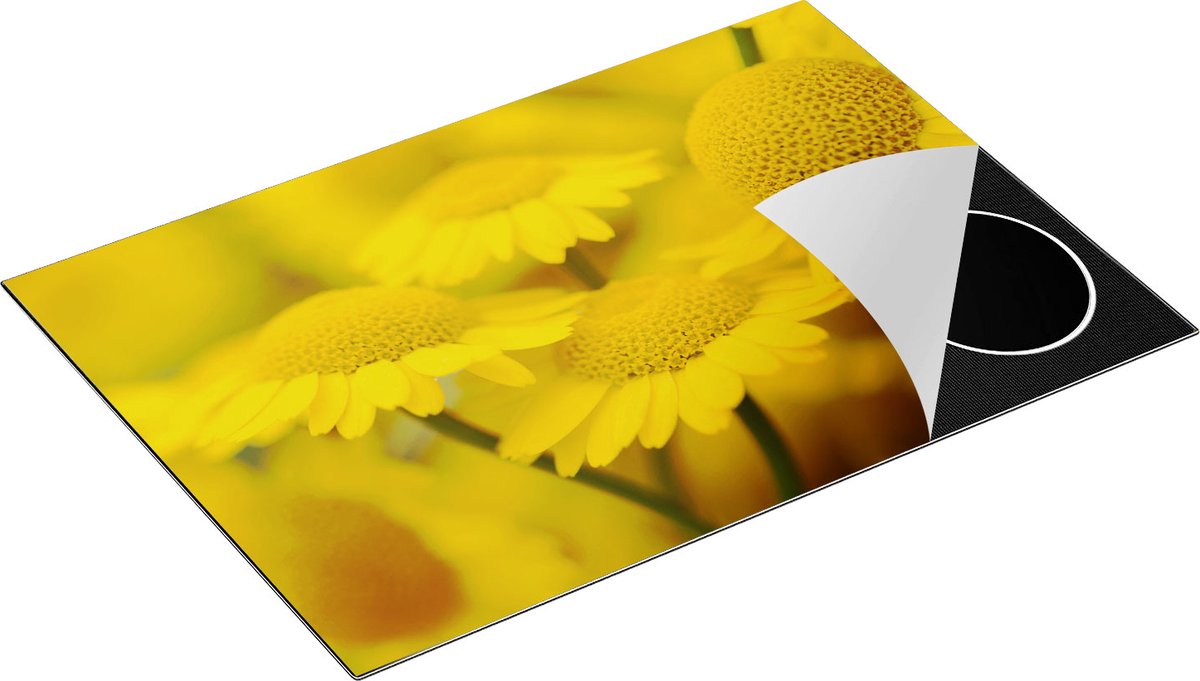Chefcare Inductie Beschermer Gele Kamille Bloemen - 75x55 cm - Afdekplaat Inductie - Kookplaat Beschermer - Inductie Mat