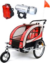 Remorque vélo pour enfants - avec fonction buggy - et amortisseurs - rouge