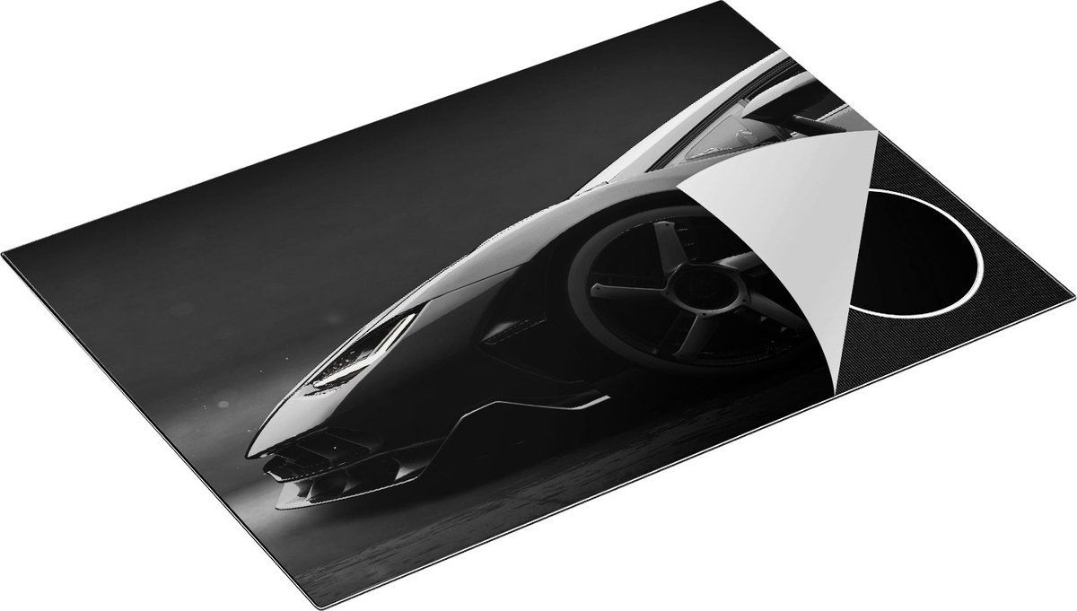 Chefcare Inductie Beschermer Zijaanzicht Zwarte Sportwagen Auto - 75x52 cm - Afdekplaat Inductie - Kookplaat Beschermer - Inductie Mat