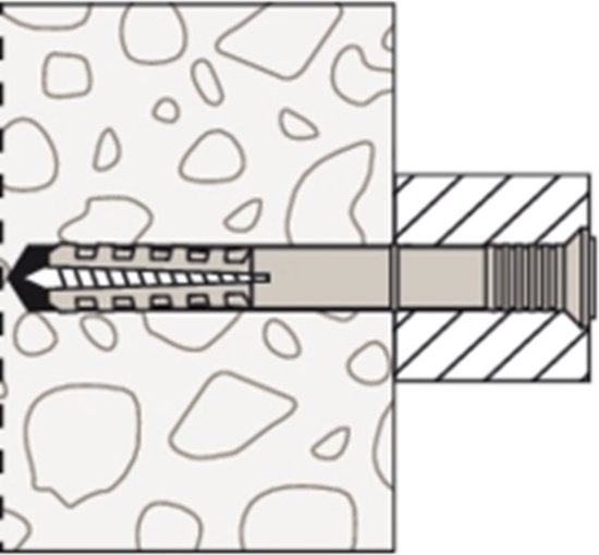 Schematische weergave van plug in beton.