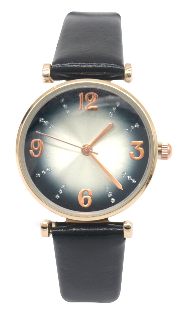 Horloge - Kast 27 mm - Band Kunstleer - Zwart