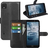 Nokia C2-2E Hoesje - MobyDefend Kunstleren Wallet Book Case (Sluiting Voorkant) - Zwart - GSM Hoesje - Telefoonhoesje Geschikt Voor Nokia C2-2E - Nokia C2 2nd Edition