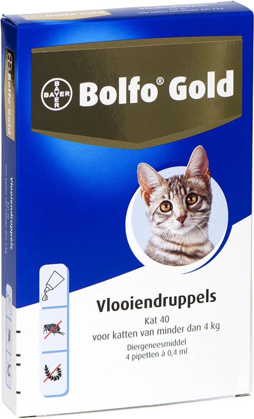 Bolfo Gold 40 Anti vlooienmiddel - Kat - 0 Tot 4 kg - 4 pipetten - Bayer