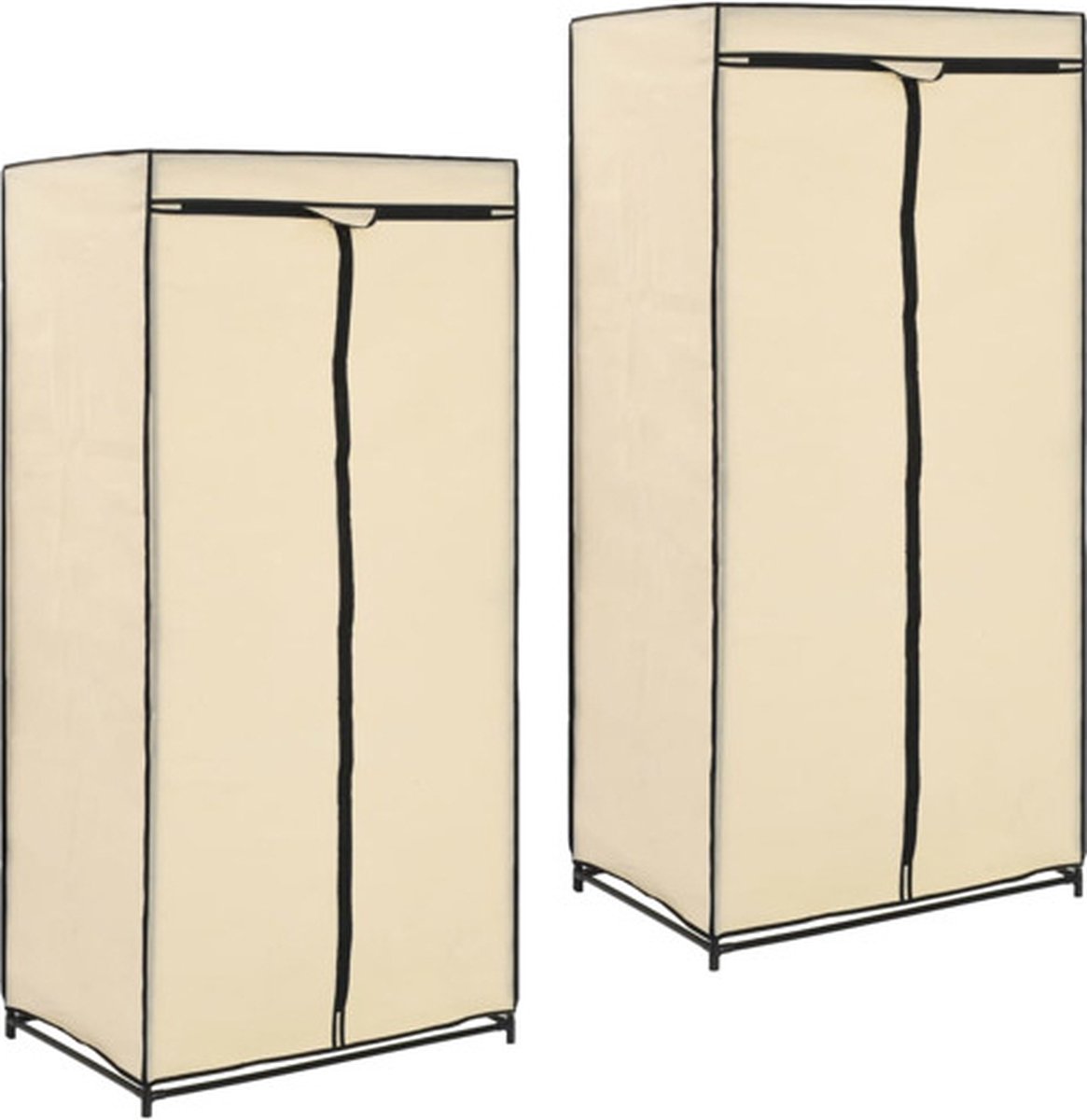 vidaXL - Kledingkasten - 2 - st - 75x50x160 - cm - crème